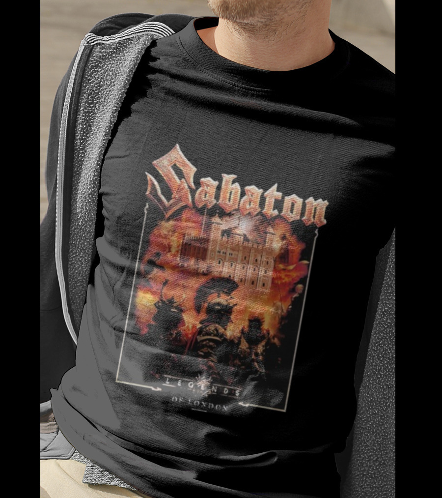 Sabaton Legendary Tour Europe 2025 Legends Of London Tower Warriors Flames T-Shirt