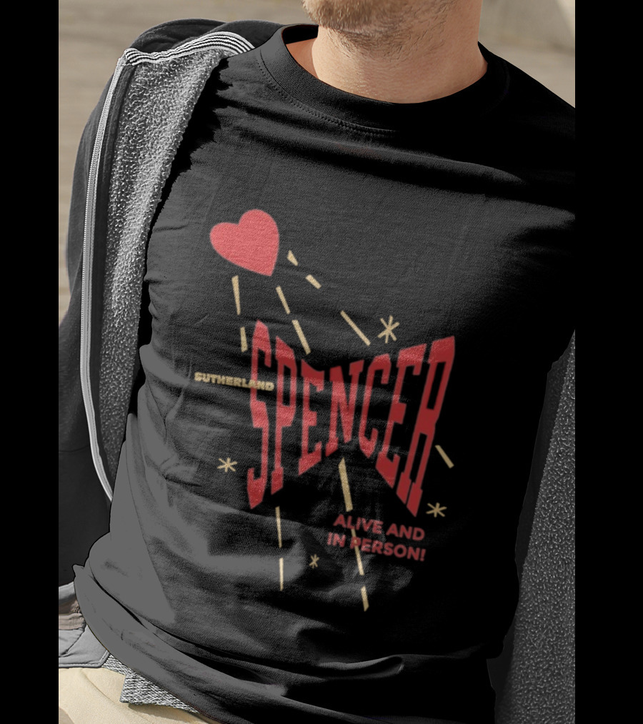 Spencer Sutherland Alive And In Person Heart Icon Red Text Style T-Shirt