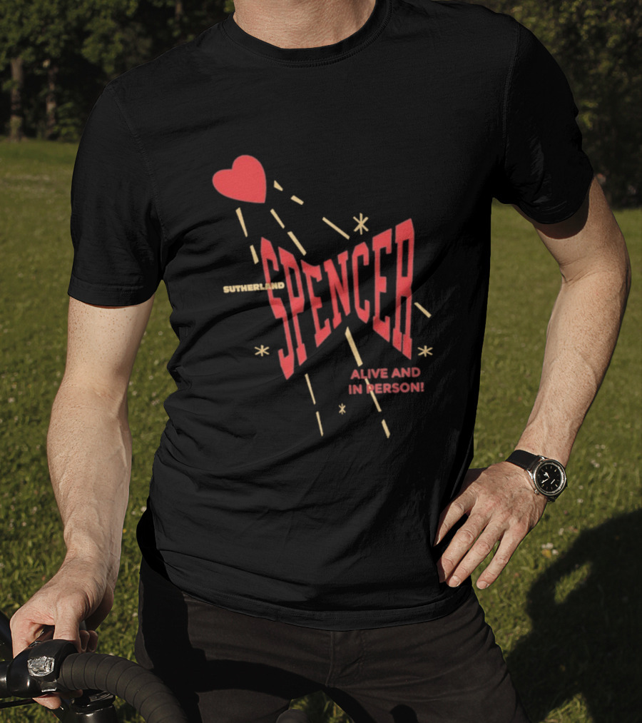 Spencer Sutherland Alive And In Person Heart Icon Red Text Style T-Shirt