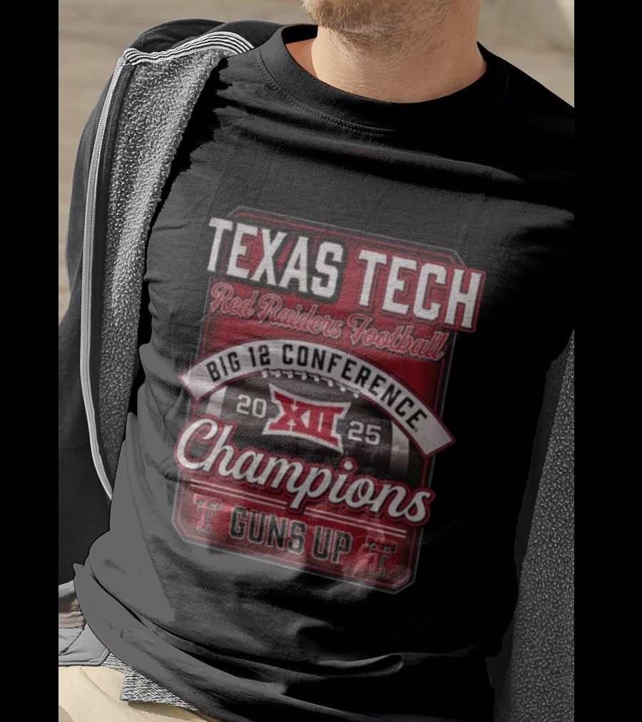 Texas Tech Red Raiders Football Big 12 Conference 2025 Champions Guns Up T-Shirt