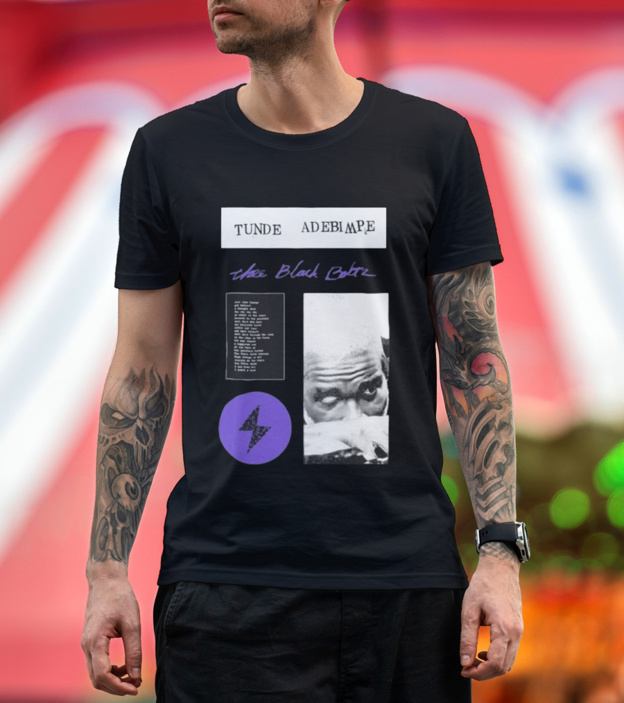 Tunde Adebimpe Thee Black Boltz Just Above Thunder Purple Lightning T-Shirt