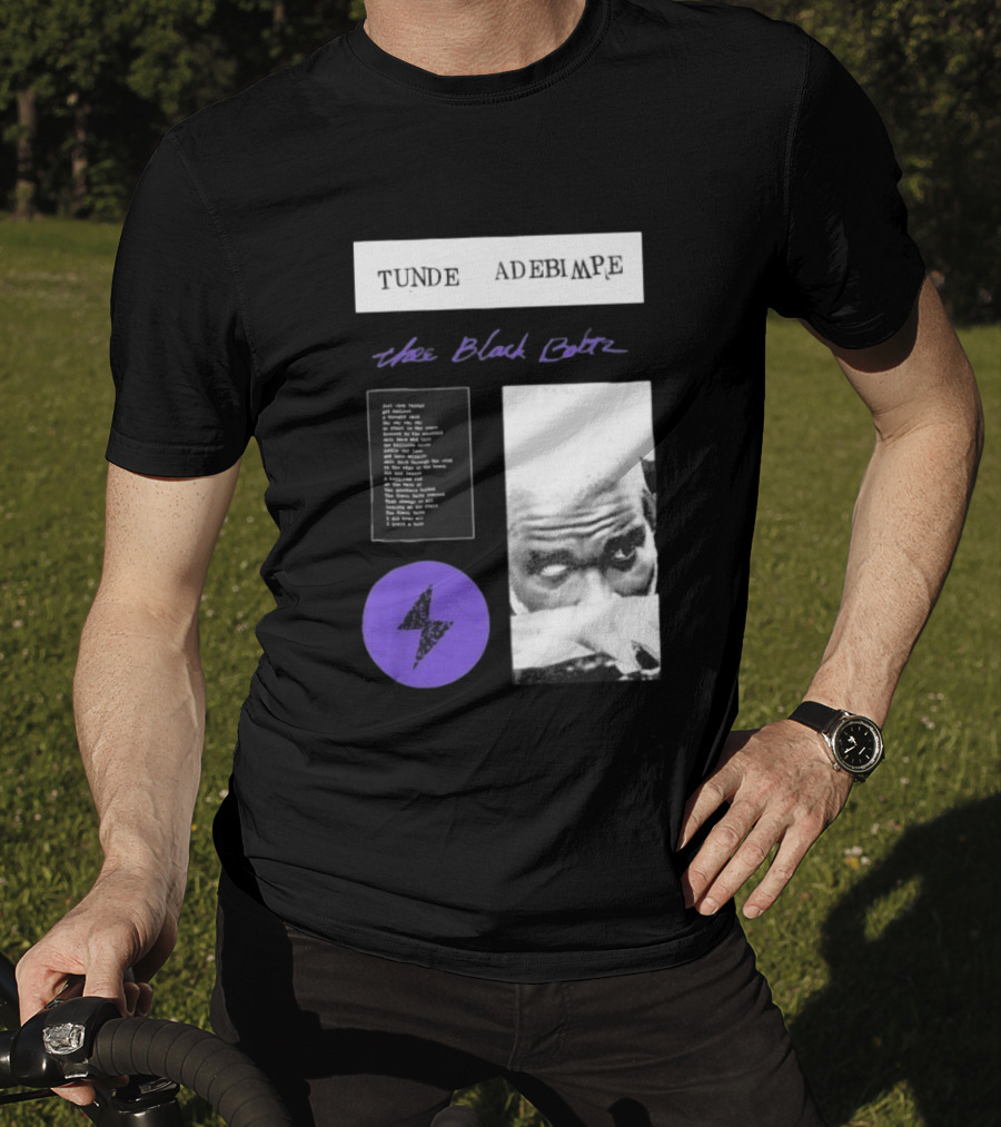 Tunde Adebimpe Thee Black Boltz Just Above Thunder Purple Lightning T-Shirt