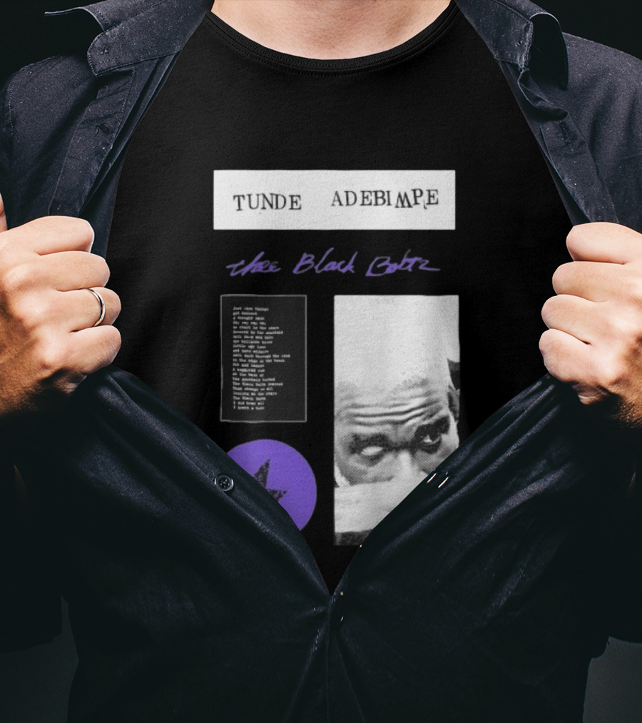 Tunde Adebimpe Thee Black Boltz Just Above Thunder Purple Lightning T-Shirt