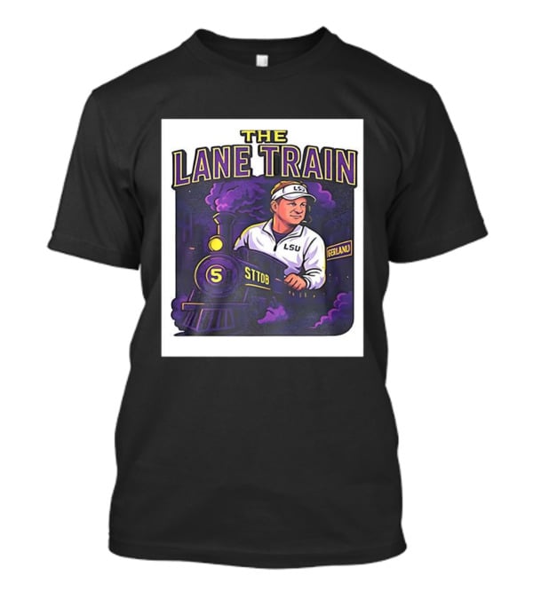 The Lane Train LSU Football Coach Cartoon Train Graphic T-Shirt