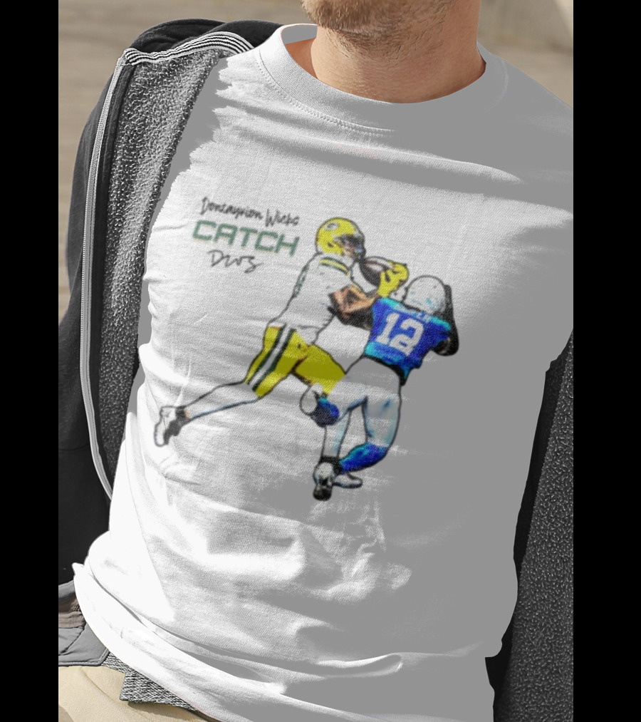 Don'tayvion Wicks Catch Packers Vs Lions Detroit Signature T-Shirt