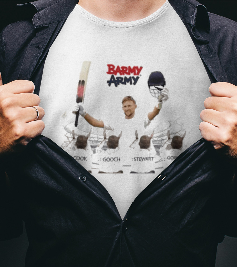 Barmy Army Joe Root Ovation Cook Godch Stewart Gower T-Shirt