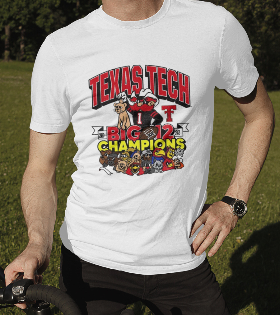 Texas Tech Red Raiders Big 12 Champions Cartoon Mascots Football Theme T-Shirt