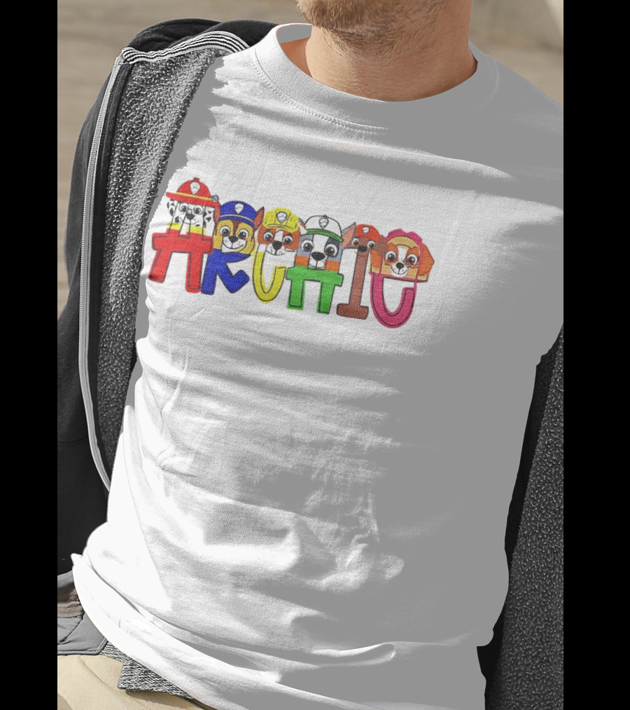 PAW Patrol Archic Cute Colorful Character Letters T-Shirt