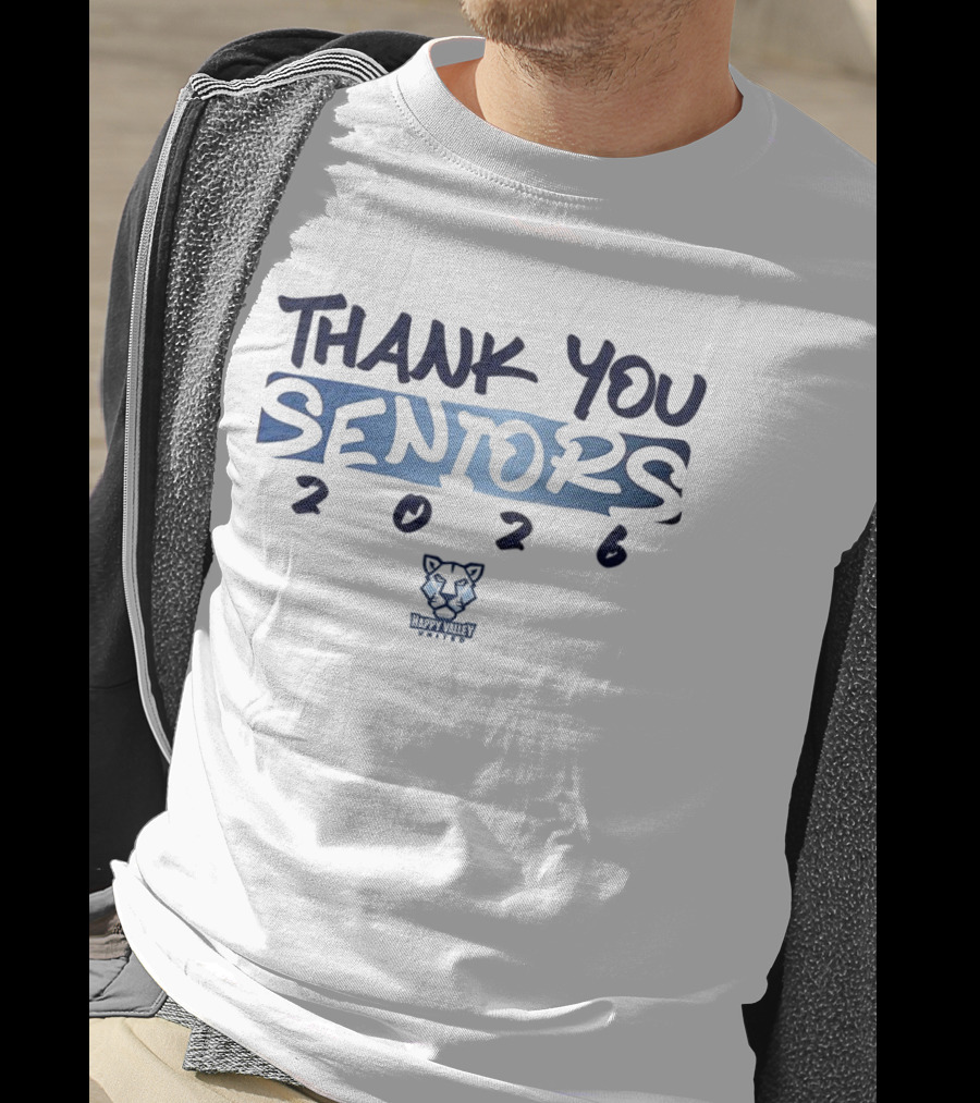 Thank You Seniors 2026 Happy Valley United Wolf Head Logo T-Shirt