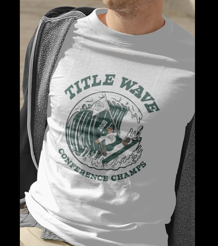 Title Wave 2025 Conference Champs Tulane Green Wave Flag T-Shirt