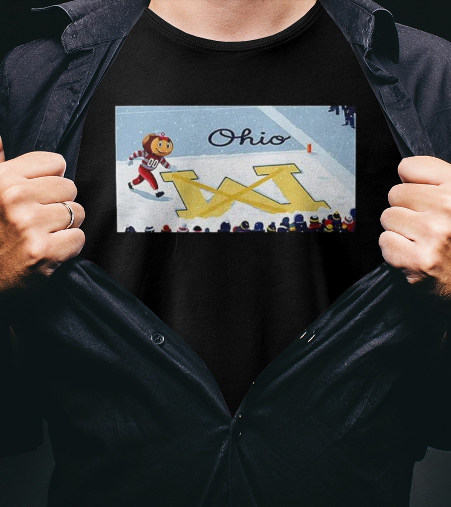 Ohio Brutus Sports Rivalry Crossing Out Michigan Icon M Football Game Scene T-Shirt