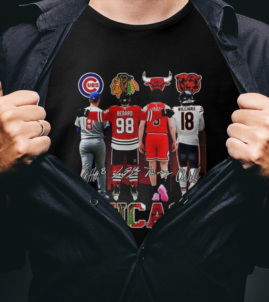 Chicago Blackhawks Bulls Bears Cubs Bedard Players Signature Collection T-Shirt