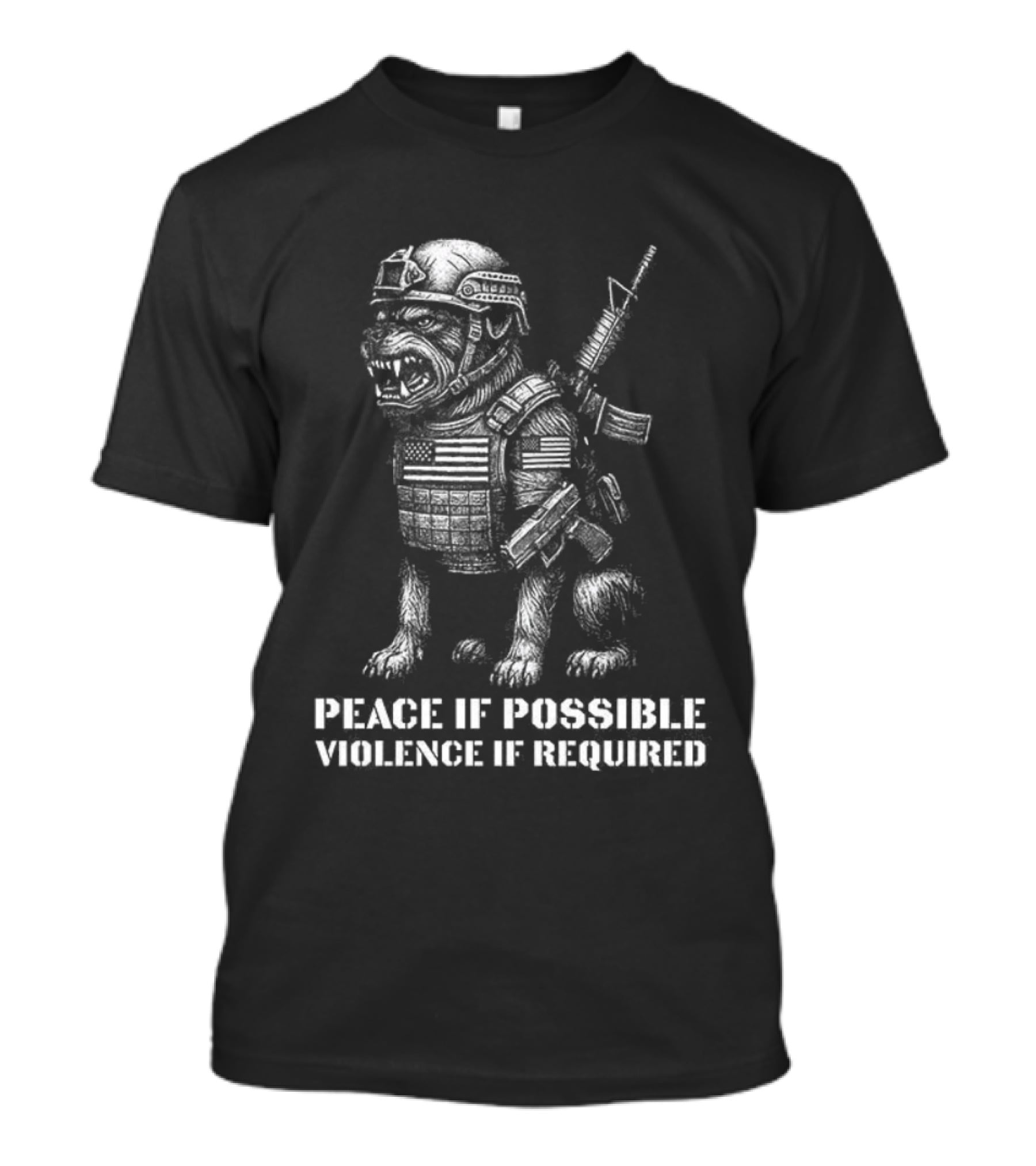 Dog Peace If Possible Violence If Required Tactical Warrior T-Shirt