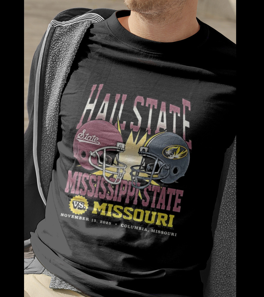 Mississippi State Vs Missouri Hail State November 11 2025 Football Battle Columbia T-Shirt