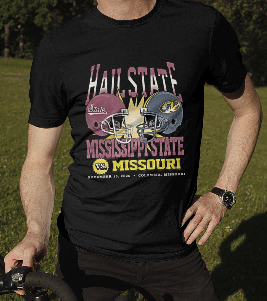 Mississippi State Vs Missouri Hail State November 11 2025 Football Battle Columbia T-Shirt