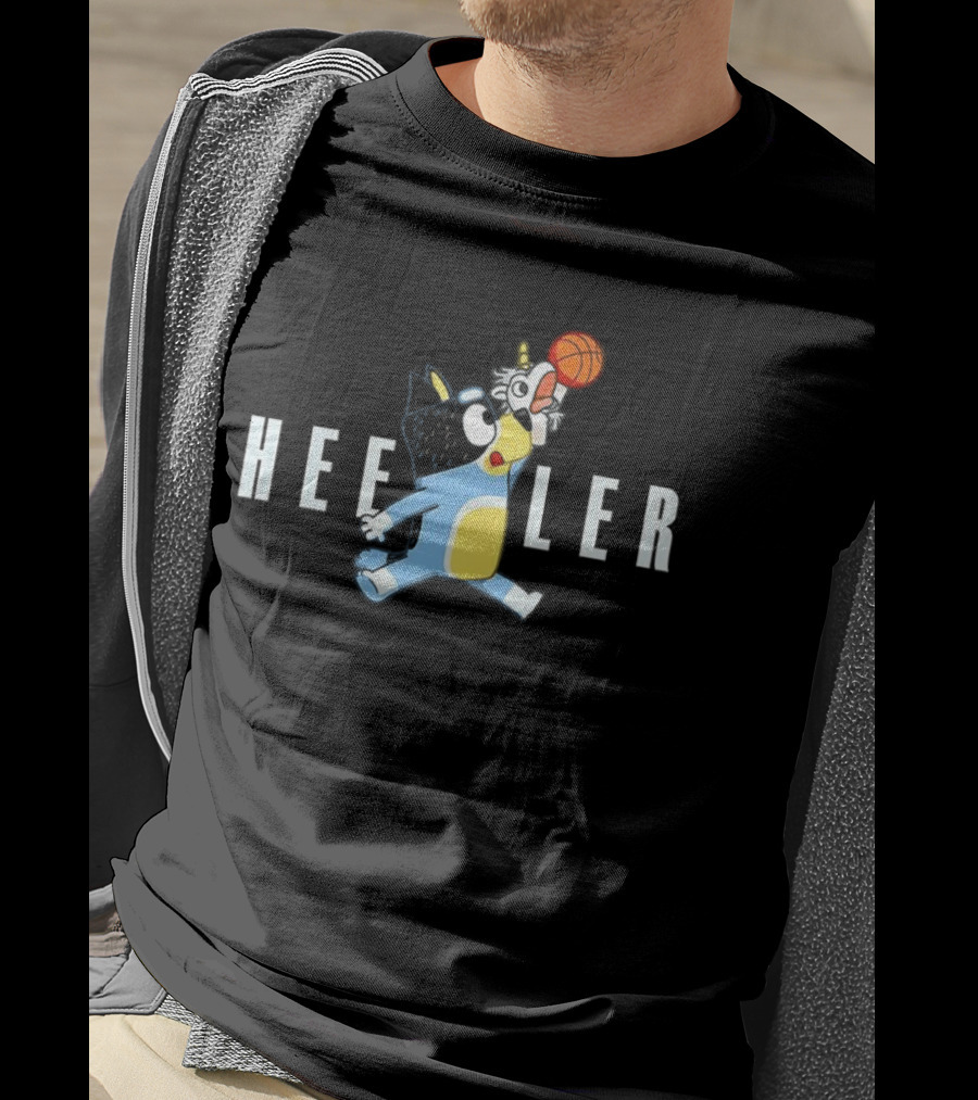 Bluey Heeler Slam Dunk Basketball Cartoon Character T-Shirt