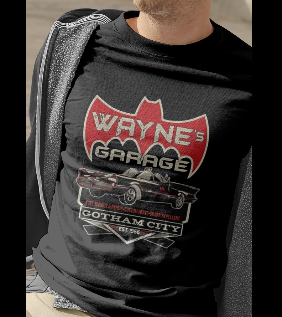 Wayne's Garage Gotham City Full Service Repair Batmobile Custom Parts Est 1966 T-Shirt