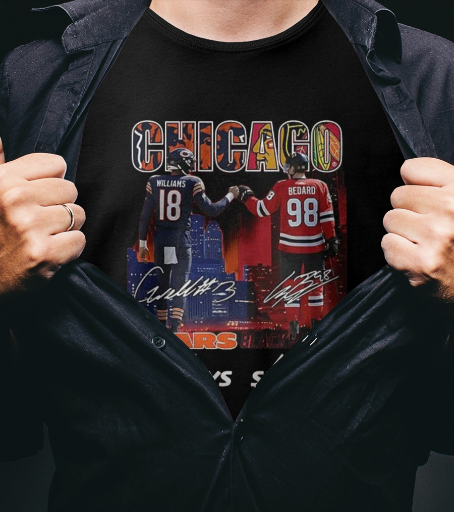 CHICAGO Bears Williams Sundays Blackhawks Bedard All Season T-Shirt