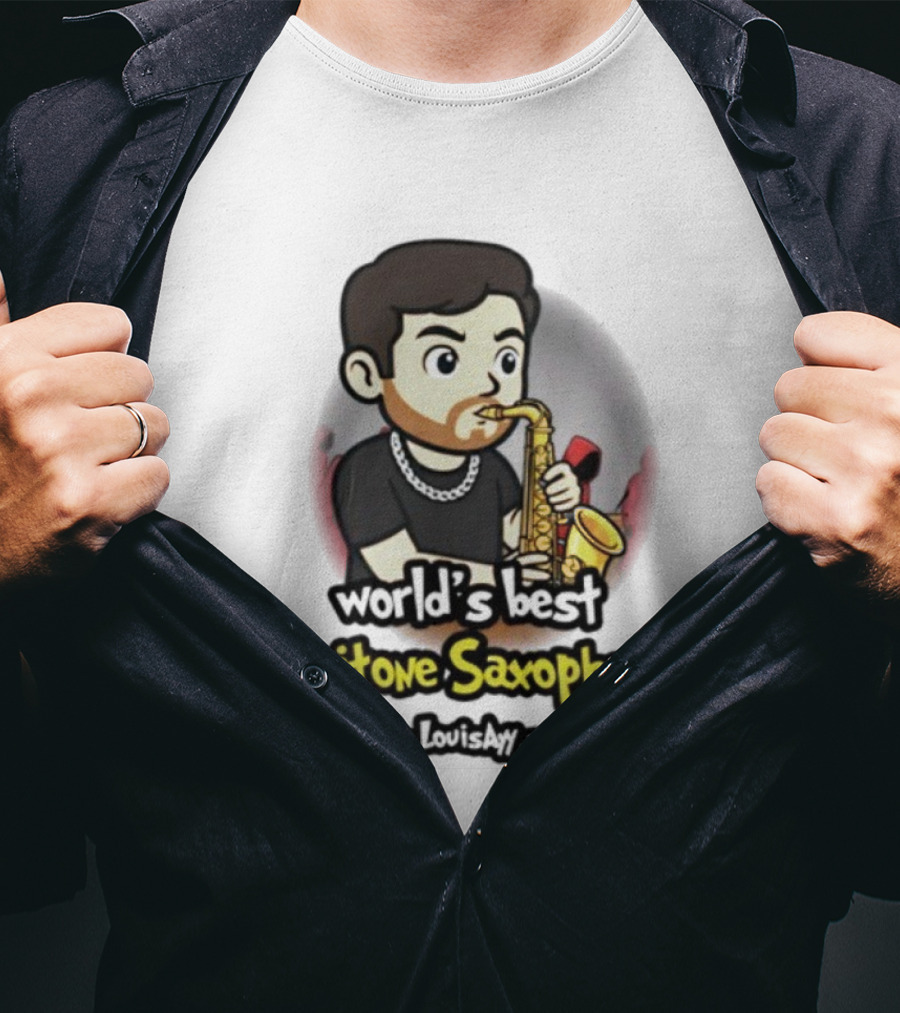 Baritone Saxophone World's Best Player Cartoon Character T-Shirt