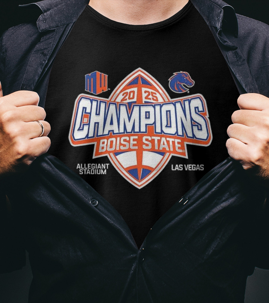 Boise State 2025 Champions Mountain West Football Albertsons Stadium Broncos Las Vegas T-Shirt