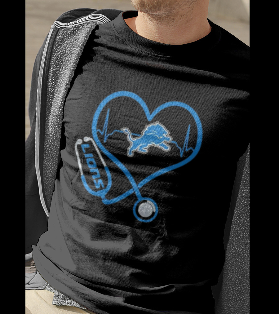Detroit Lions Heart Rate Stethoscope Stylish Lions Fans T-Shirt