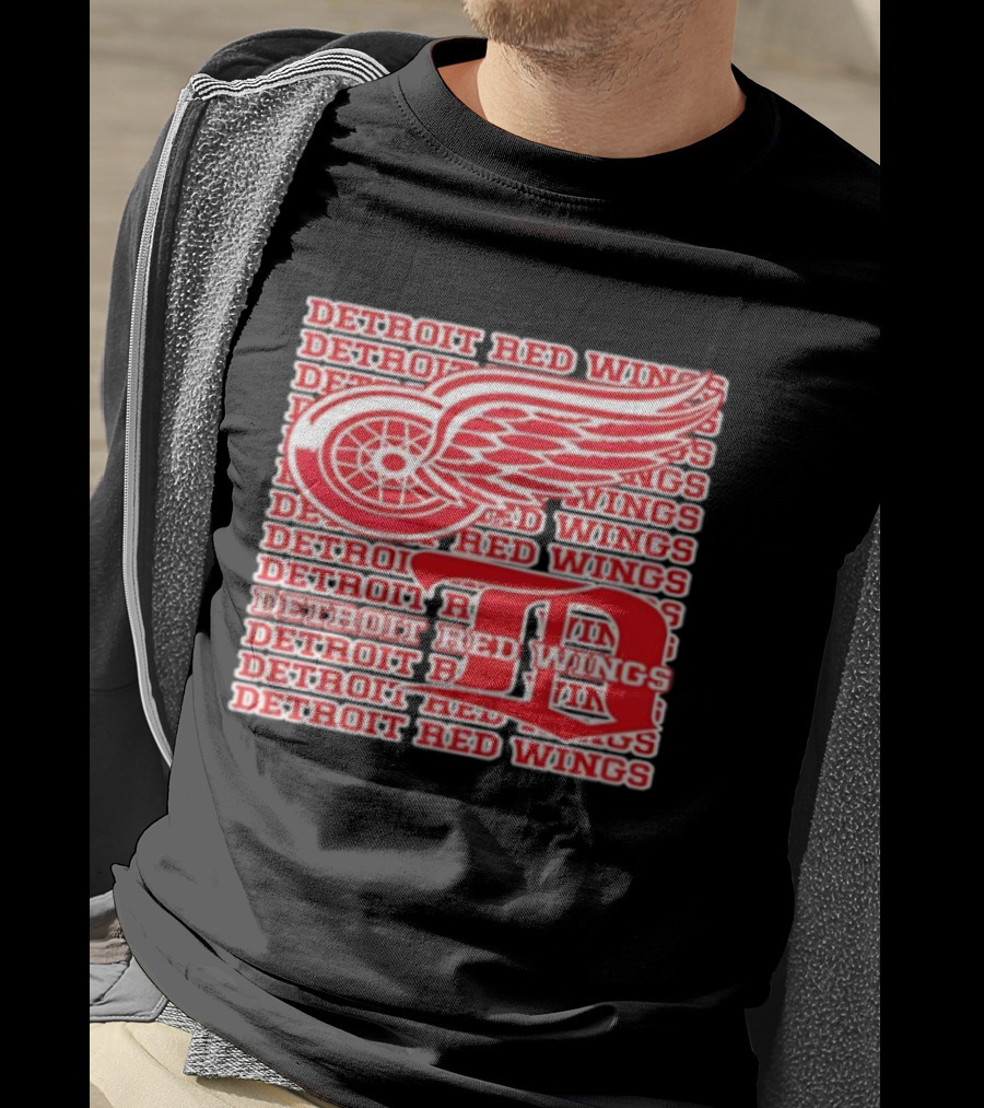 Detroit Red Wings Iconic Winged Wheel Logo Detroit D Red Wings Win T-Shirt