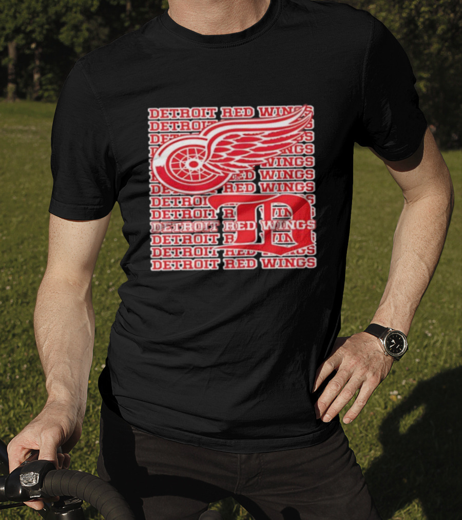 Detroit Red Wings Iconic Winged Wheel Logo Detroit D Red Wings Win T-Shirt