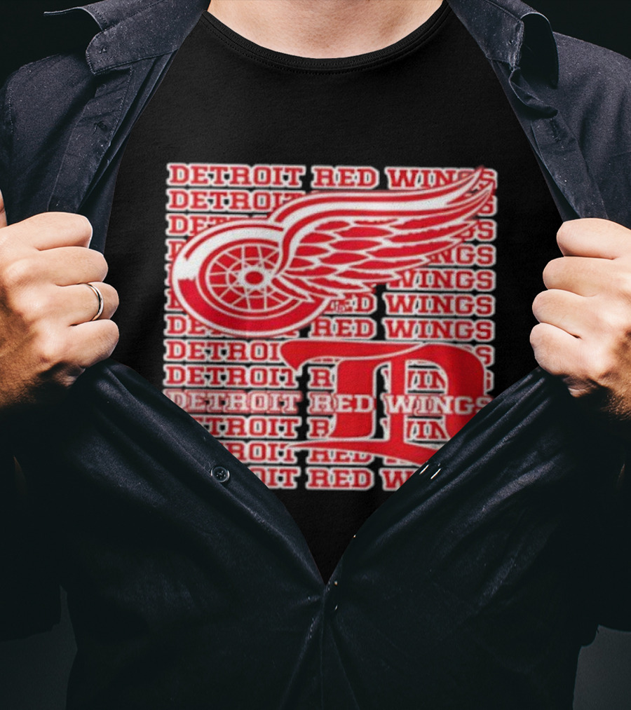 Detroit Red Wings Iconic Winged Wheel Logo Detroit D Red Wings Win T-Shirt