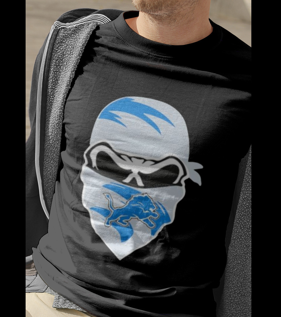 Bandana Man Detroit Lions Skull Stylish T-Shirt