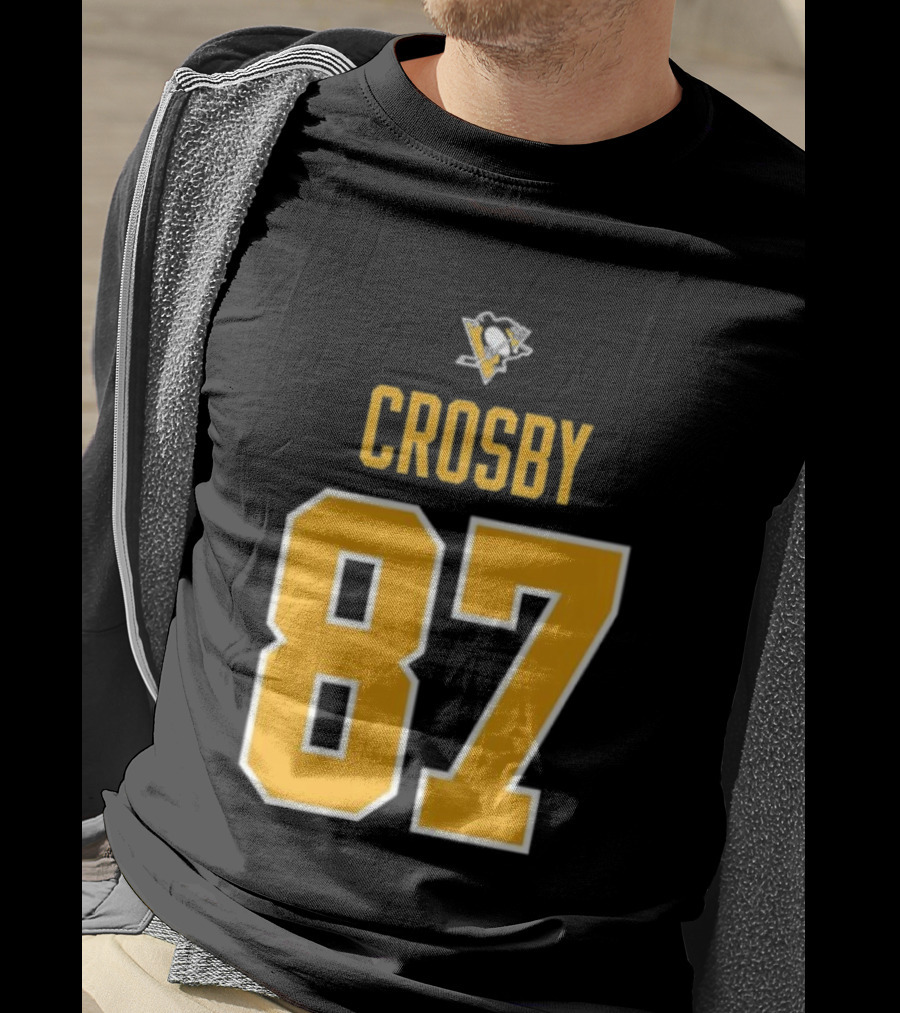 Crosby 87 Black Pittsburgh Penguins Stylish T-Shirt