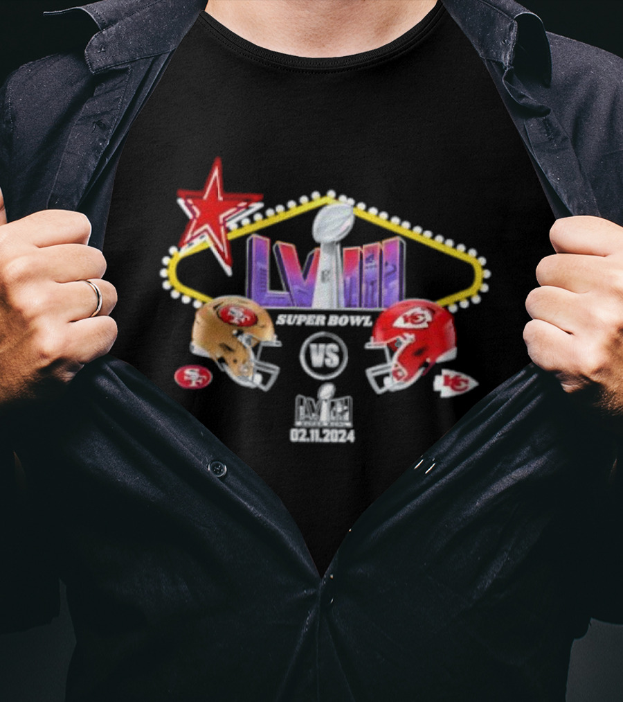 2025 NFL Super Bowl LVIII Chiefs Vs 49ers LVIII February Las Vegas Showdown T-Shirt