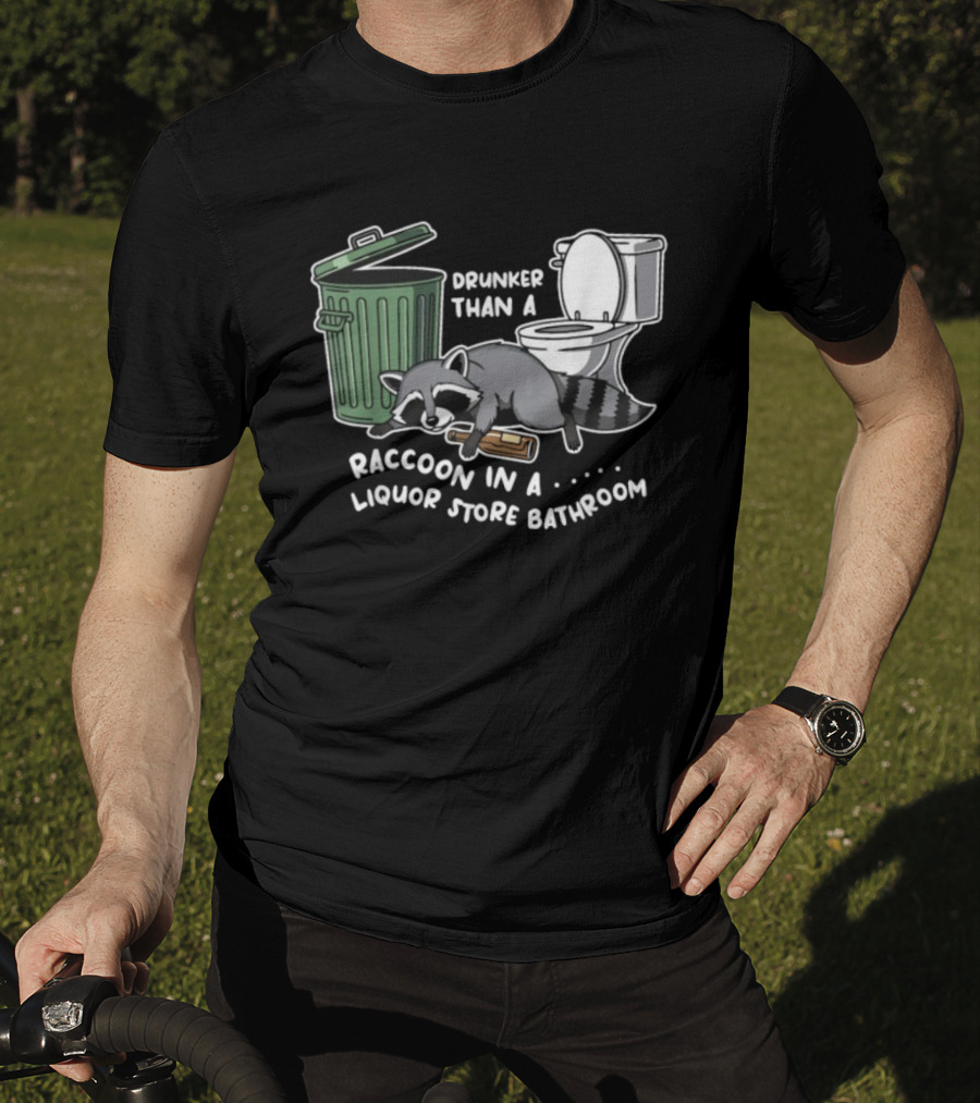 Raccoon In A Liquor Store Bathroom Trashcan Toilet Humor T-Shirt