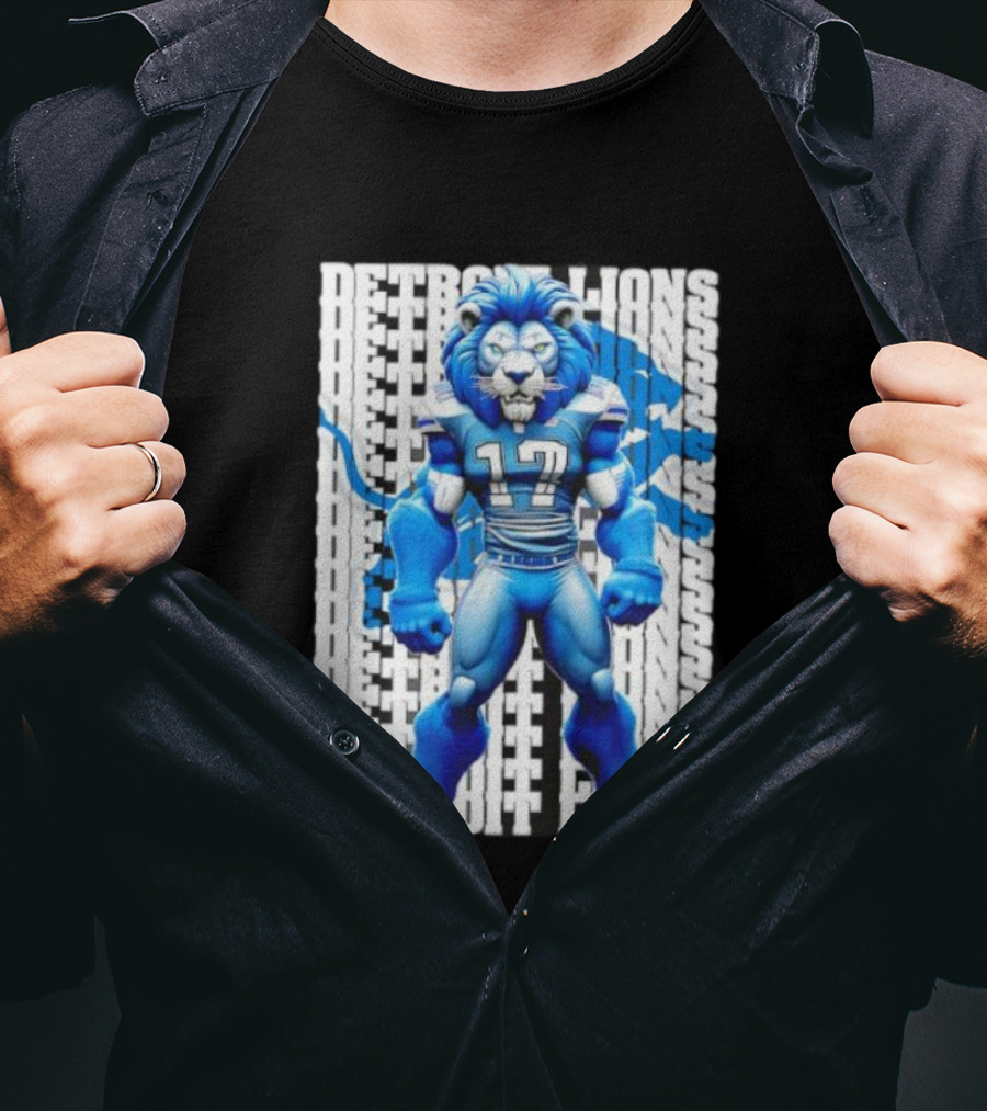 Detroit Lions Big Lion 17 Bold Blue Fan Apparel T-Shirt