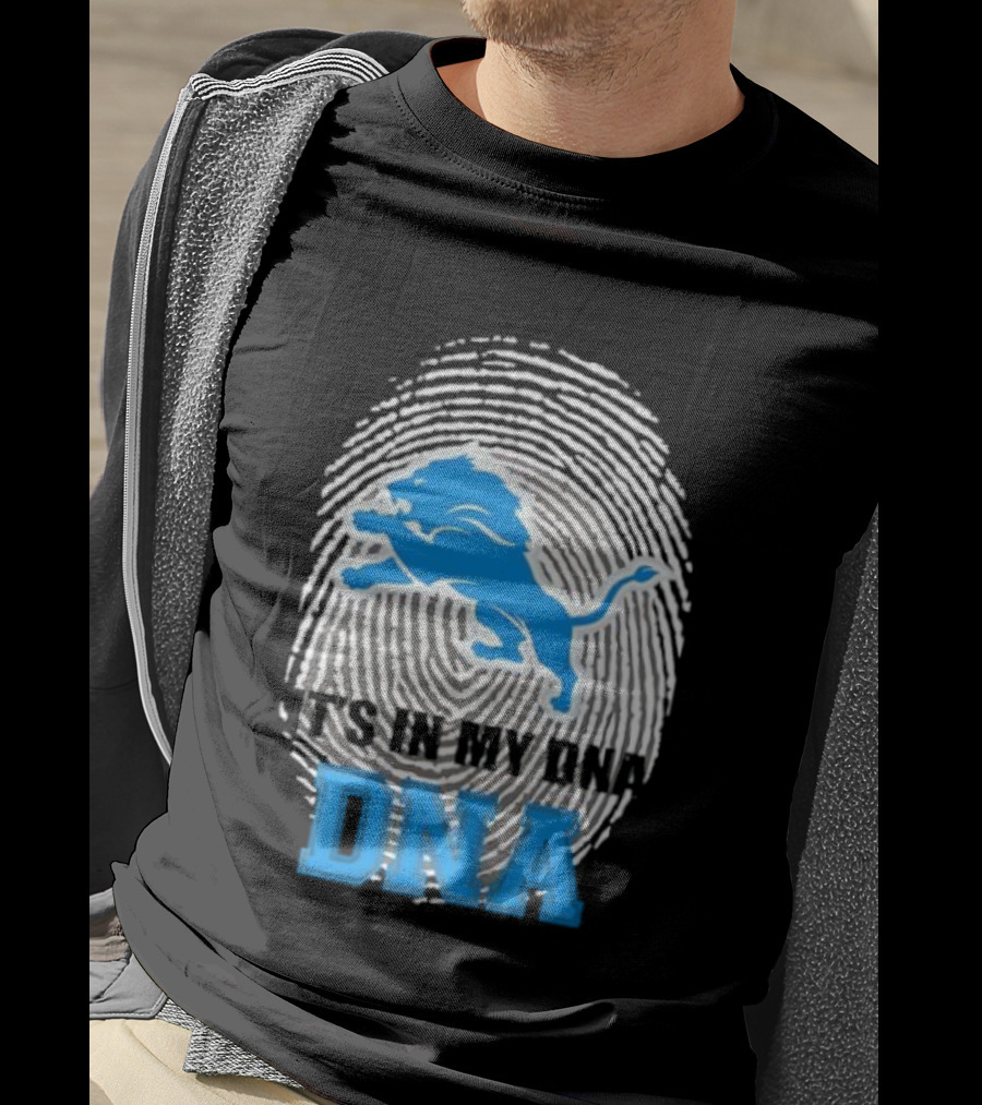 Detroit Lions It's In My DNA Fingerprint Lion Logo T-Shirt