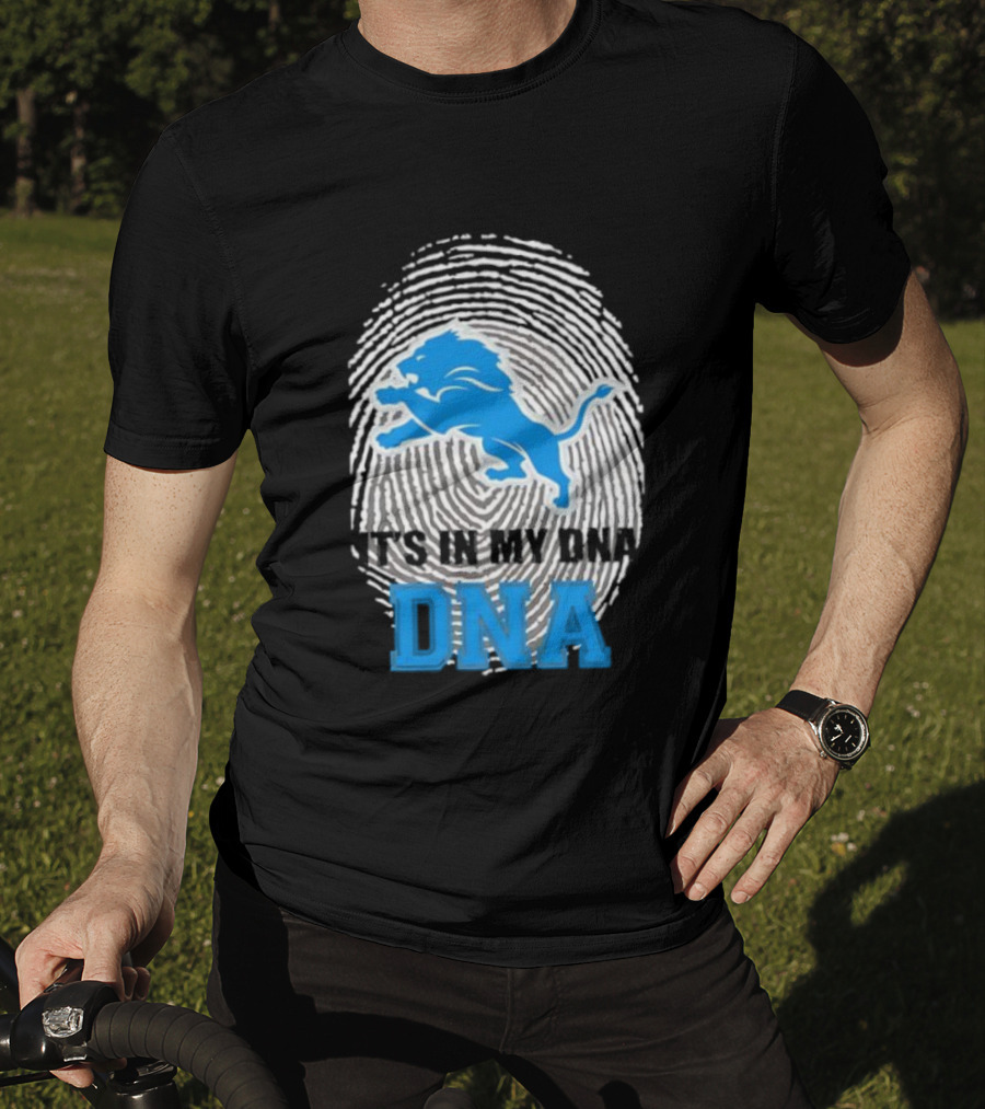 Detroit Lions It's In My DNA Fingerprint Lion Logo T-Shirt
