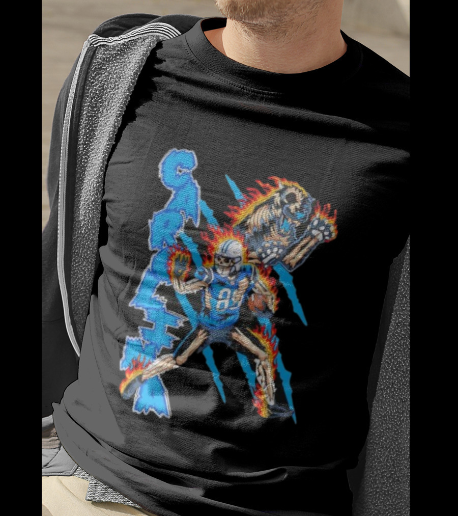 Carolina Panthers Skeleton 88 Fireball And Growling Panther T-Shirt