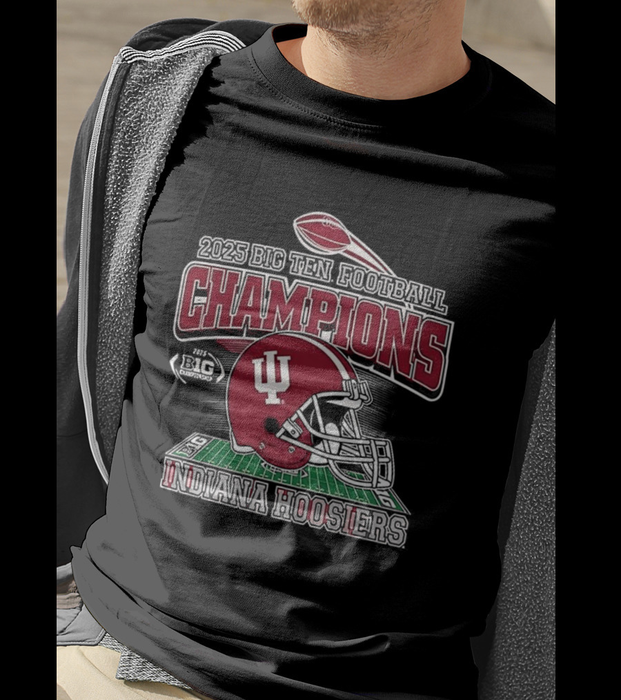 Indiana Hoosiers 2025 Big Ten Football Champions IU Helmet T-Shirt