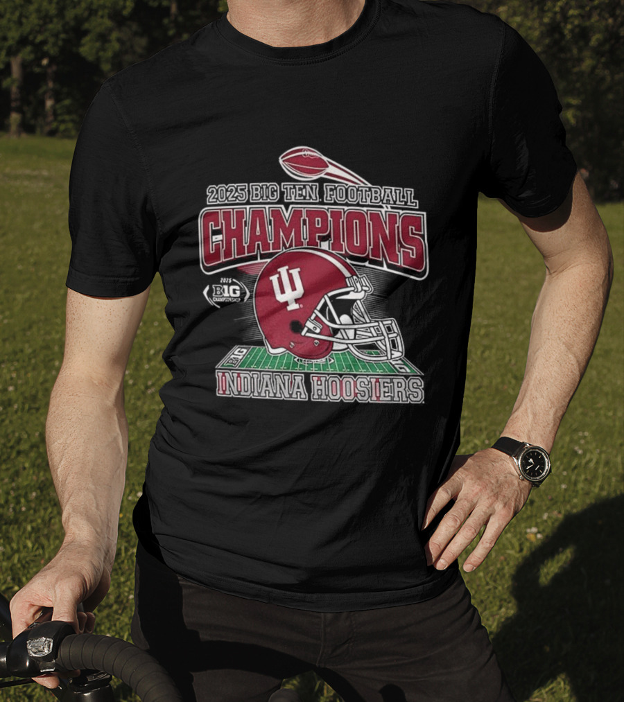Indiana Hoosiers 2025 Big Ten Football Champions IU Helmet T-Shirt