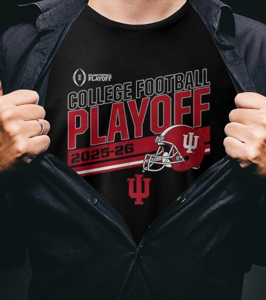 Indiana Hoosiers College Football Playoff 2025-2026 Helmet IU Logo T-Shirt