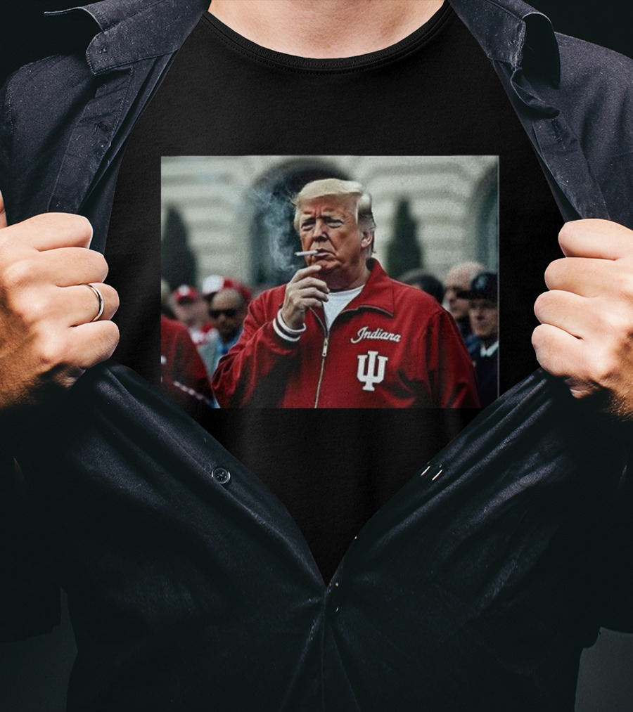 Indiana Hoosiers Trump Smoking Football Meme T-Shirt