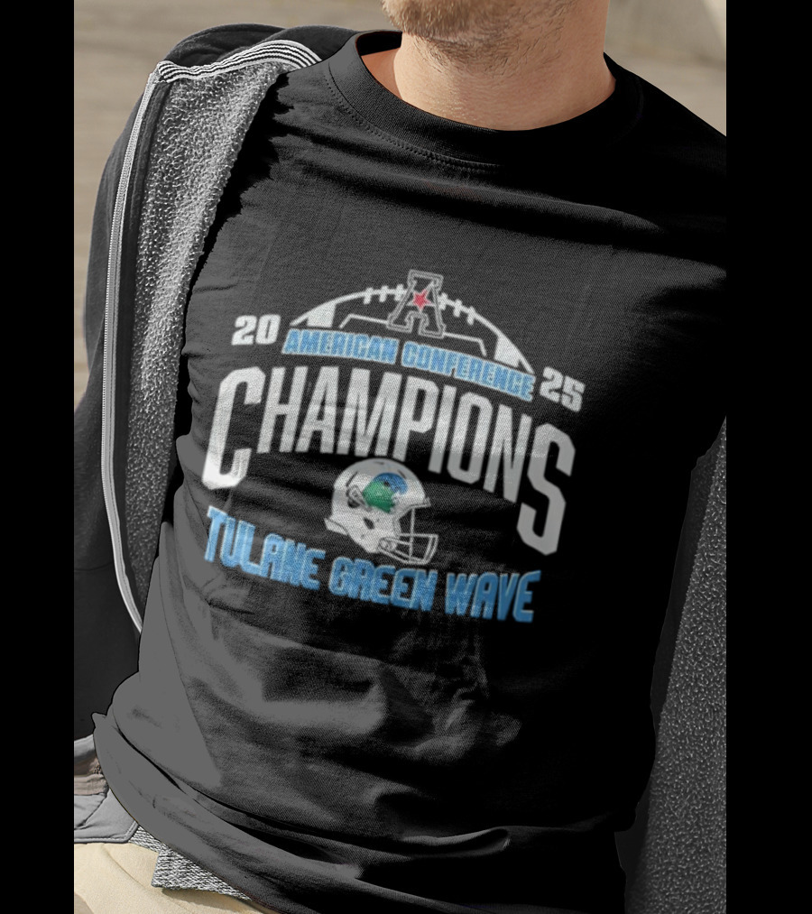 2023 American Conference Champions Tulane Green Wave Football T-Shirt