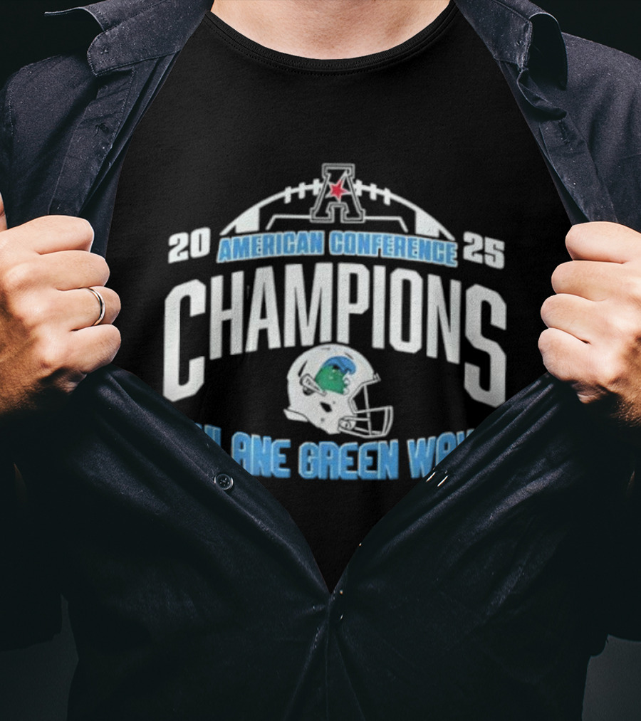 2023 American Conference Champions Tulane Green Wave Football T-Shirt