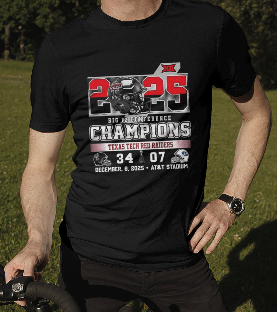 Texas Tech Red Raiders 2025 Big 12 Champions 34-07 Victory Over BYU December 6 AT&T Stadium T-Shirt