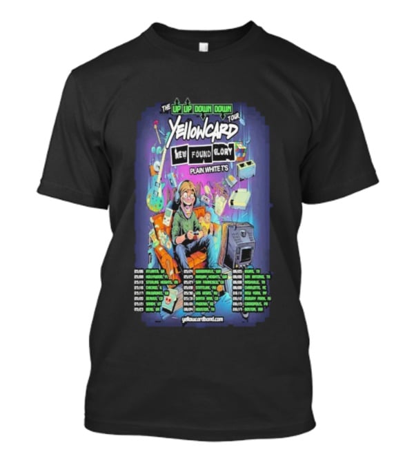 Yellowcard The Up Up Down Down Tour 2026 New Found Glory Plain White T's Dates And Locations T-Shirt