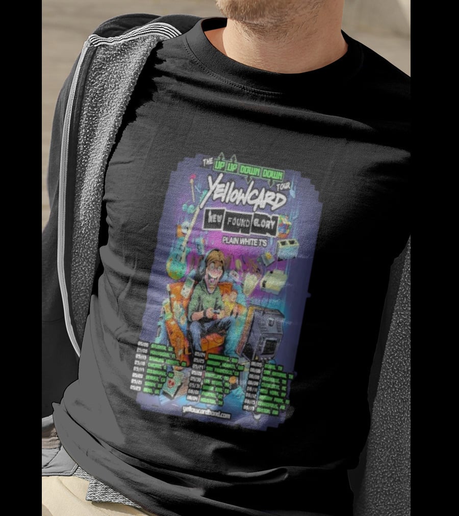 Yellowcard The Up Up Down Down Tour 2026 New Found Glory Plain White T's Dates And Locations T-Shirt