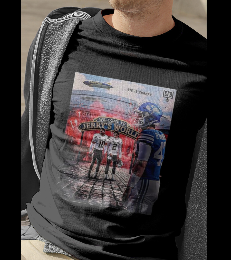 Welcome To Jerry's World Texas Tech Red Raiders Vs BYU Big 12 Champs CFB Stadium Goodyear Blimp T-Shirt