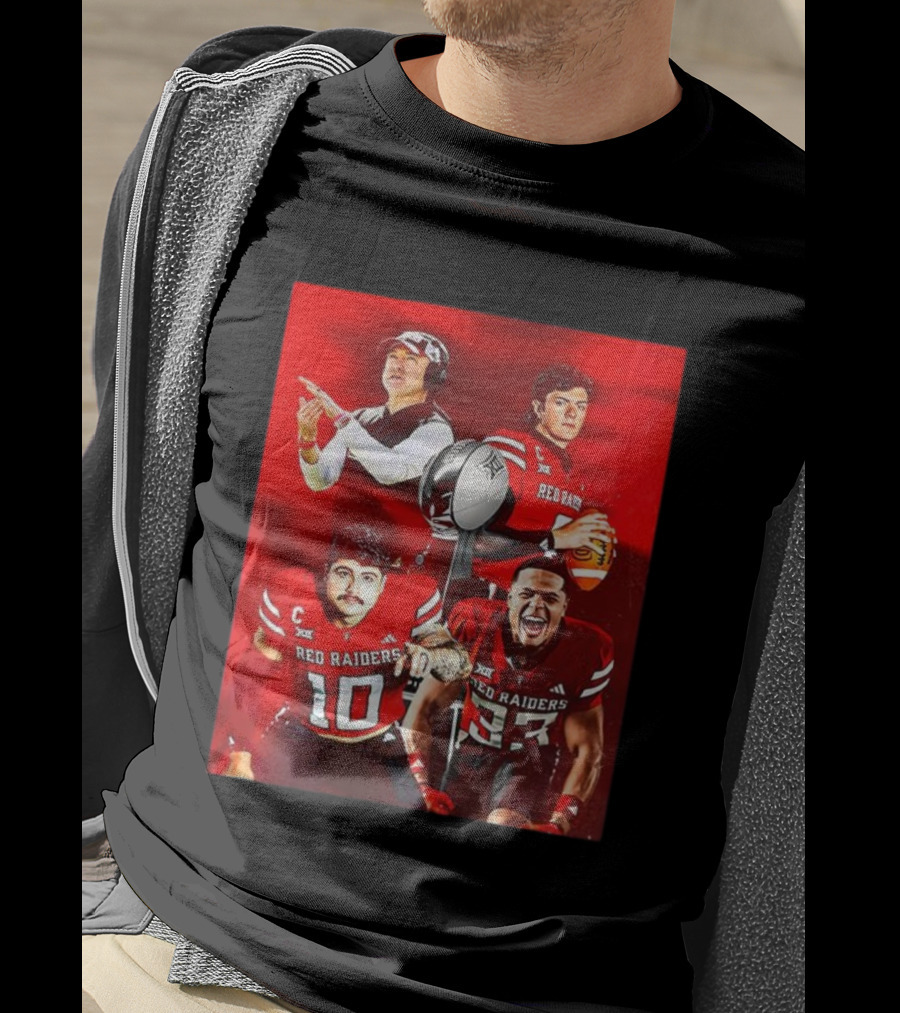 Texas Tech Red Raiders Football Big 12 Championship Players And Coaches With Trophy And Ball T-Shirt