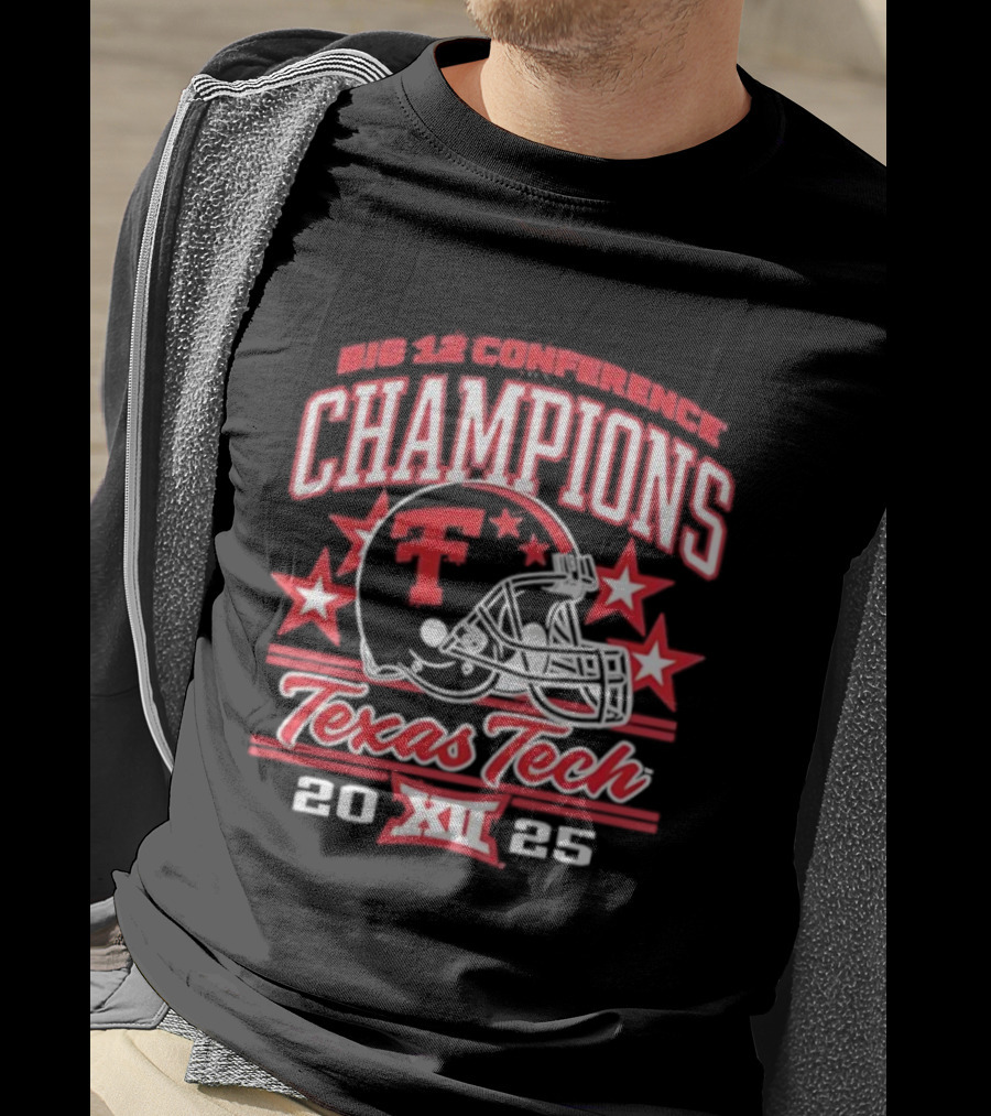 Texas Tech Red Raiders 2025 Big 12 Champions Football Helmet T-Shirt
