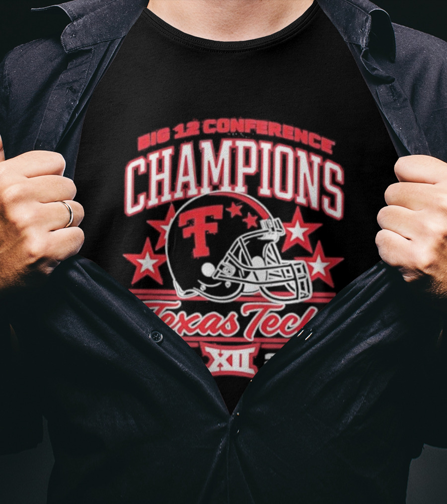 Texas Tech Red Raiders 2025 Big 12 Champions Football Helmet T-Shirt
