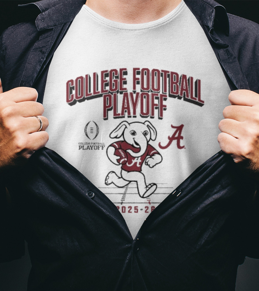 Alabama Crimson Tide 2025 2026 College Football Playoff Mascot Running With Ball T-Shirt